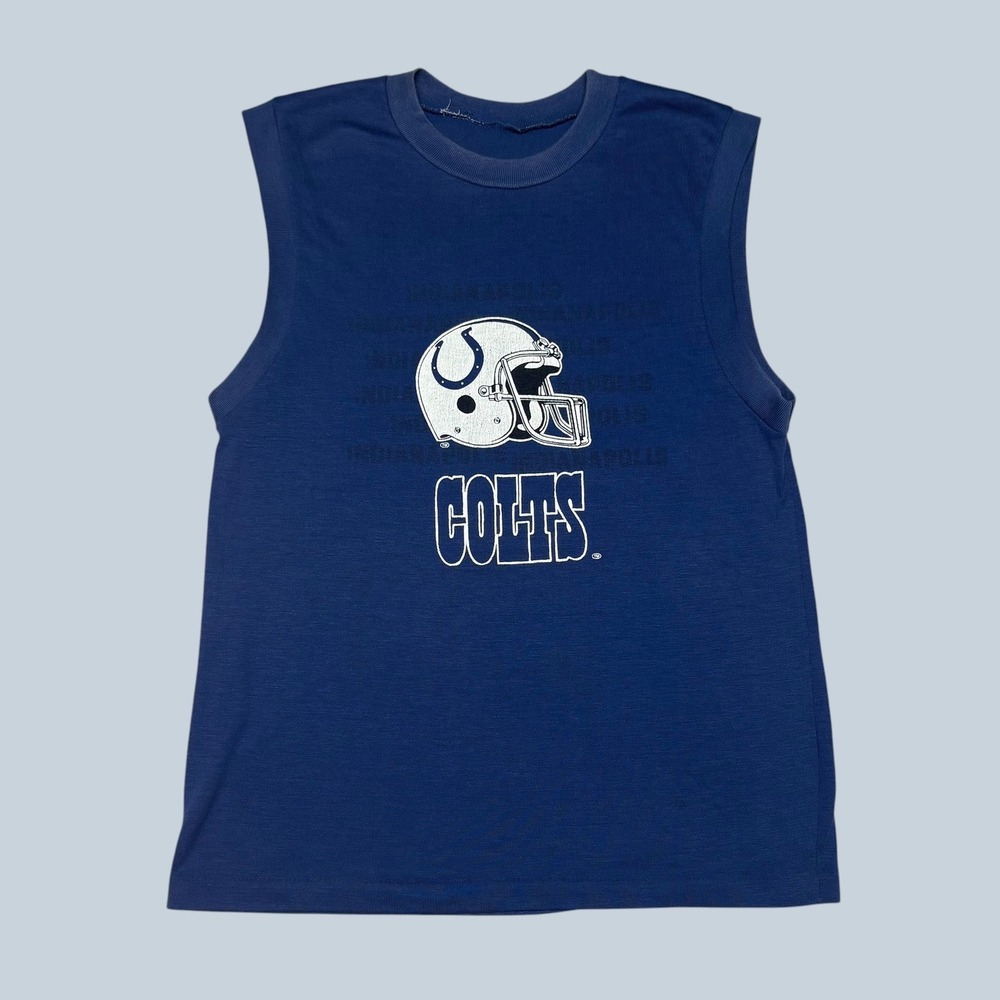 Vintage Indianapolis Colts Muscle Tee Blue Sleeveless Football Shirt Mens S/M